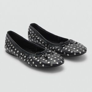 Mango MNG Studded Ballet Flats in Black Euro 40 US 9 New